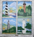 Lighthouses on Old Window